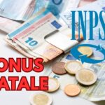 banconote euro con logo inps e scritta bonus natale