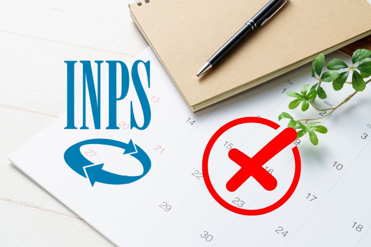 calendario con x rossa e logo inps