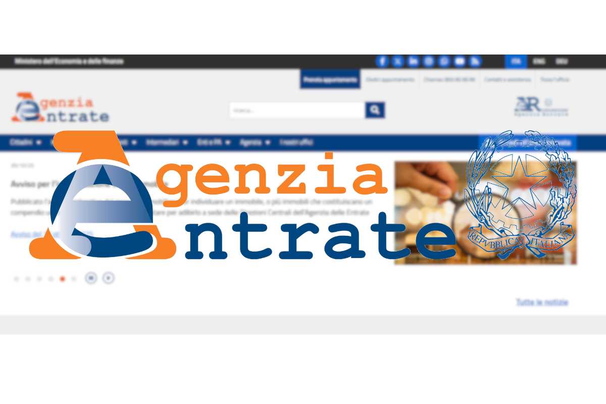 screenshot agenzia delle entrate sito e logo agenzia delle entrate