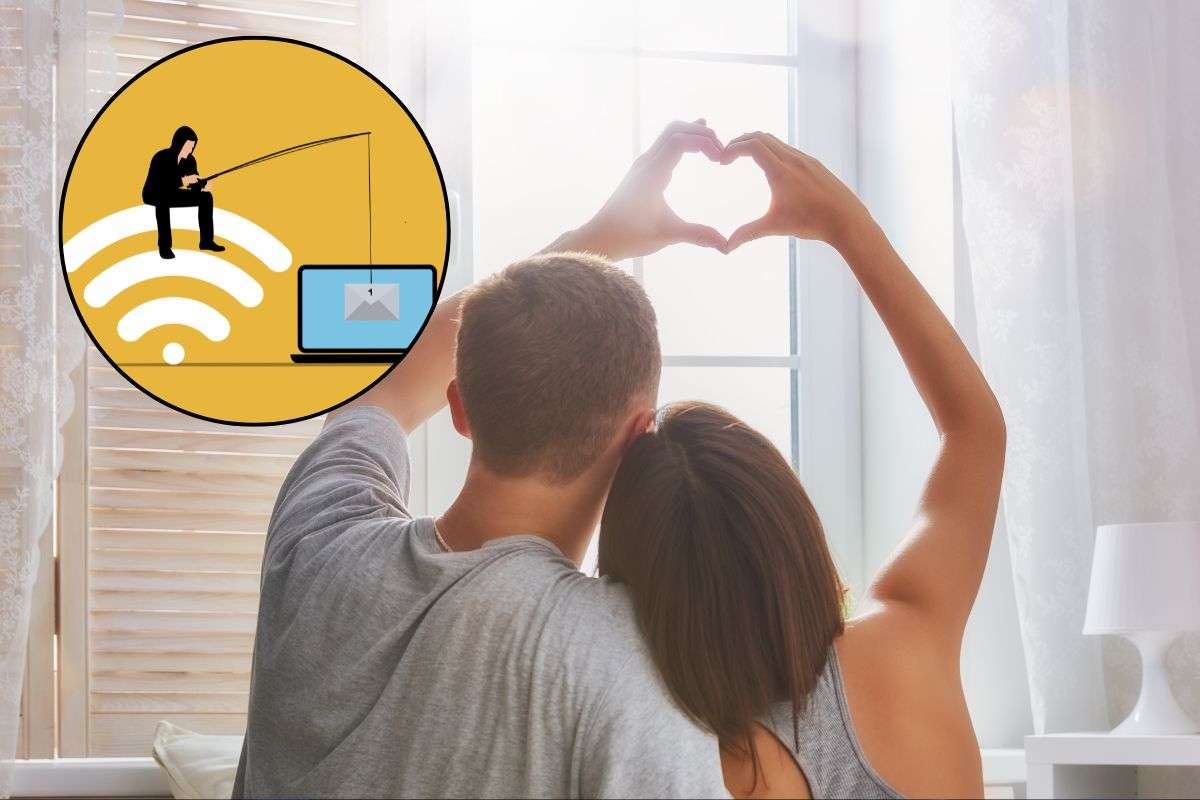 Coppia innamorata fa il segno del cuore