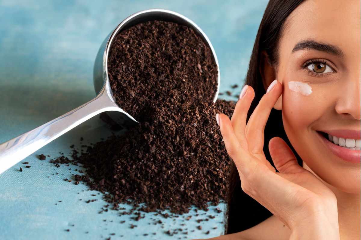 polvere di caffè sparsi sul tavolo