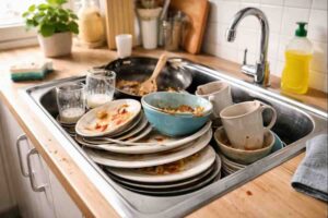 Piatti sporchi nel lavandino